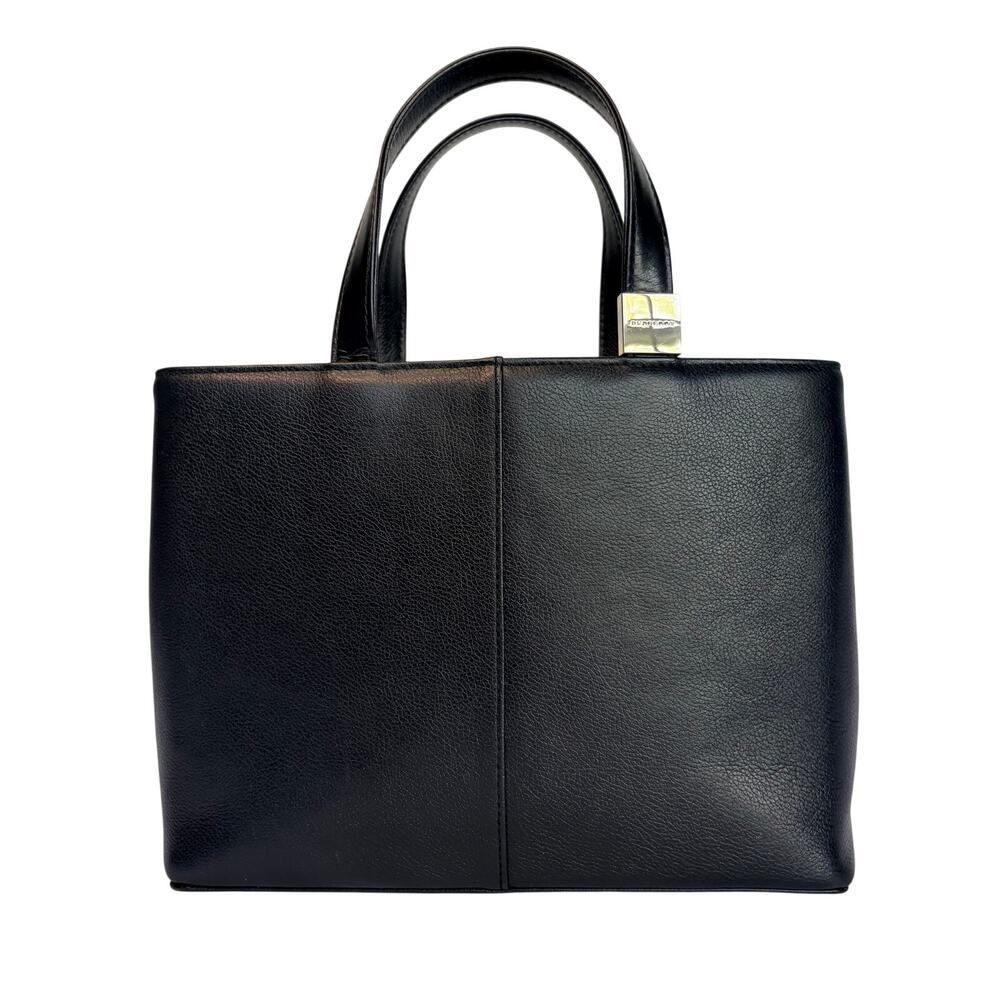 Burberry Black Vintage Leather Square Nova Check Tote Hand Bag Authentic
